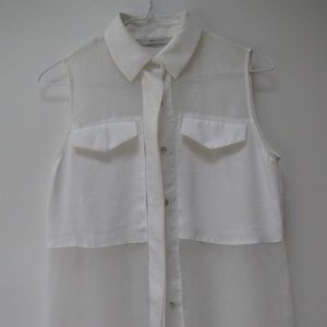 Brand New White Translucent Sleeveless Blouse